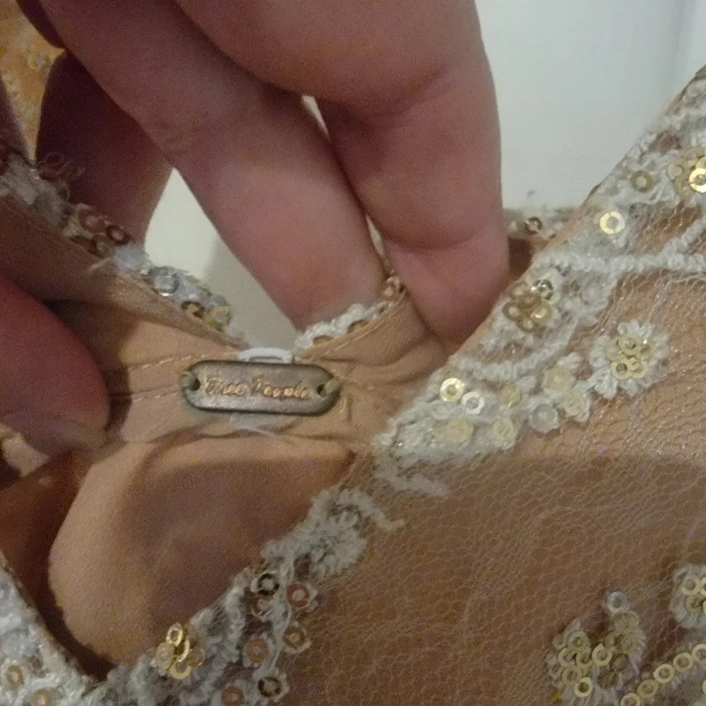 Free People Night Shimmer Dress | Beige | Size 6/8 - Picture 6 of 11